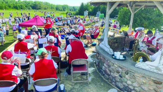 The Northport Community Band played music atop the Woolsey Memorial Airport terminal at the Fly-In, Drive-In. Enterprise photos by Meakalia Previch-Liu