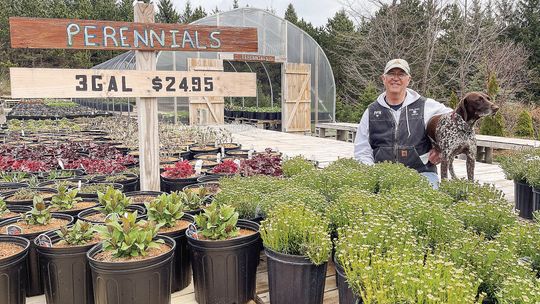 Kris Ernst of Peninsula Perennials is pictured after opening day on April 27 at Peninsula Perennials Nursery in Northport. The nursery is open Monday through Friday 9-4 p.m. and Saturdays from 9-2 p.m. Enterprise photo by Meakalia Previch-Liu