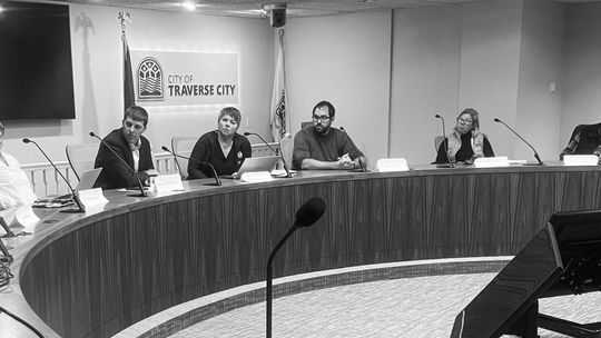 Leelanau farmers and state representatives gather for an informal discussion about northern Michigan’s cherry crop Oct. 23 at the Grand Traverse County government center. Courtesy photo