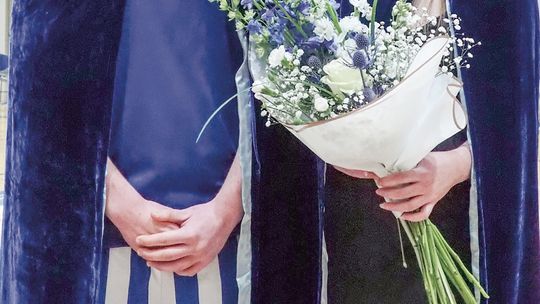 Correction: Lake Leelanau St. Mary senior Eli Kelenske (left) Sarah Bunek (right) became royalty during the boys basketball game against TC Christian earlier this month they were named winter homecoming kind and queen. Courtesy photo