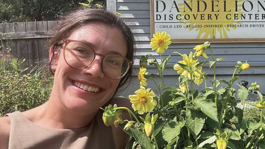 Dandelion Discovery Center founder Betsy Garthe-Shiner is pictured in front of the building that her business will be operating out of in Northport. Courtesy photo