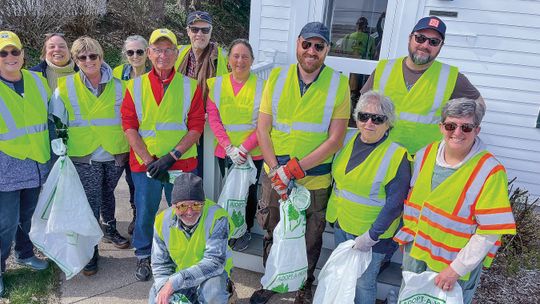 A dozen volunteers showed up last week to clean up the stretch of M-22 that includes Omena. Hallstedt Homestead Cherries of Northport has adopted it as part of the Adopt-A-Highway program. Pictured, from left to right, are Kathy Wessell, Marsha Buehler, Paula Peterson, Ann Julien, Ty Wesse...