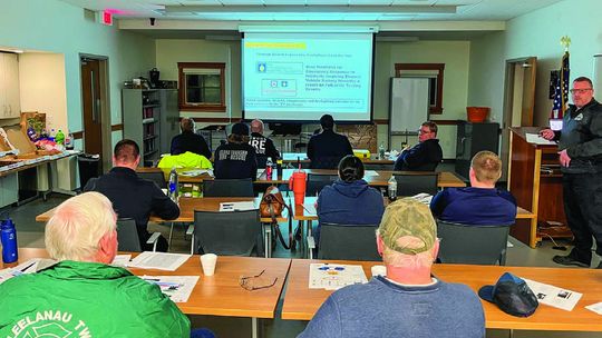 The firefighter training also included class time at the Leland Township firehall in Leland.