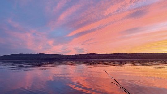 Fishermen enjoyed a brilliant sunset in the Manitou Passage on Sunday