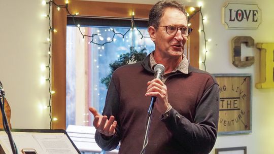Bob Sutherland of Cherry Republic spoke at a Friends of Sleeping Bear fundraiser in Glen Arbor over the weekend. Photo by James Eye View Photography