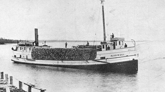 The Gills also owned a lumber-carrying ship, which Wilbur named the “Alice M. Gill” after his daughter.