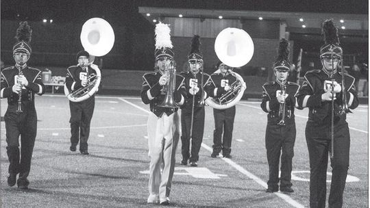 Glen Lake band director Elaina Abarrak has been leading the charge for the marching Lakers, who performed at school football games this fall. Enterprise photo by Brian Freiberger
