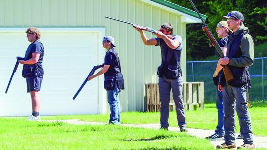 The Glen Lake clay target team competes in week four of the season at its home shooting range at the Cedar Rod &amp; Gun Club. Enterprise photo by Brian Freiberger