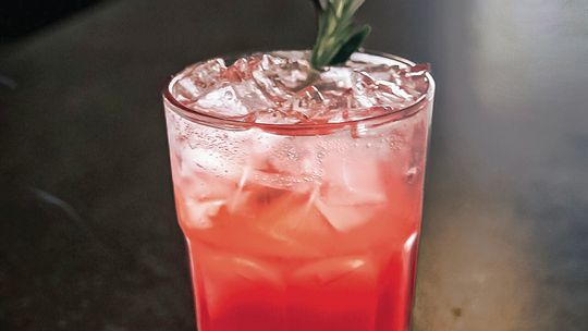 The “nourishing mind” cocktail, one of three zero-proof drinks featured on the menu of the first Hive Social Club event in March, is made of Audacia’s floral berry elixir and paired with Hive housemade raspberry syrup and Alchemy &amp; Co’s nourish herbal tea, garnished with a smoking spri...