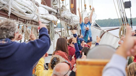 Inland Seas Education Association offers a number of options for schools to introduce their students to hands-on learning on and around the Great Lakes, such as the program pictured here on board a schooner. The schooners Inland Seas and Utopia are available for charter sails for private a...