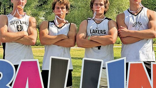 Lakers win at “Ballin at the Bay” 3-on-3 tournament in Elk Rapids last week in the 16-year-old to graduate division. Glen Lake Dylan Cundiff, Tyler Bixby, Gage Baker and junior Jacob Plamondon. Photo courtesy of Jill Plamondon