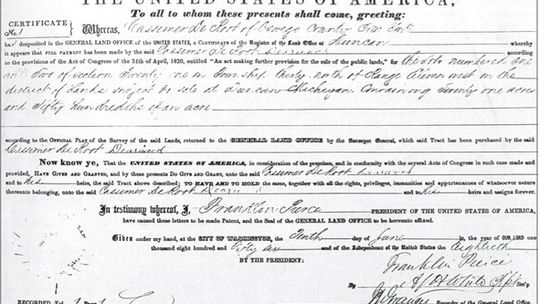 Land patents signed by President Pierce