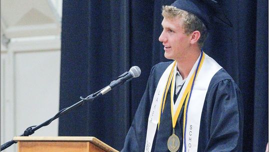 Glen Lake Valedictorian Dylan Cundiff sends off the 2024 class with his speech before walking the stage.