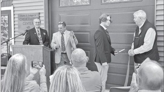 The Leelanau School recently dedicated a creativity center which will house the school’s ceramics studio, newly donated woodworking shop, and new Laser Engraving program. Courtesy photo