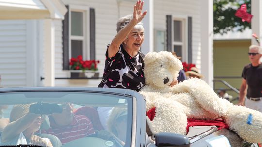 Linda Payment rides in style during the Anchor Day parade in Empire on Saturday. Enterprise photo by Brian Freiberger
