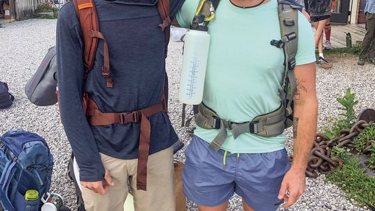Jesse Bunker, who resides in Butte, Montana, and his brother Julian from Northport spent this week camping on South Manitou Island. It was their only choice for an island adventure as ferry service to North Manitou has again been suspended due to docking issues. Enterprise photo by Alan Ca...