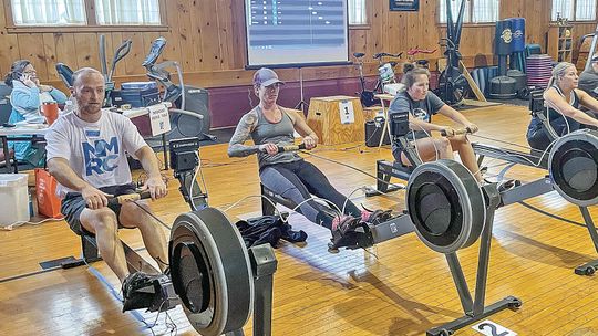 Nearly 30 rowers crowed the Sleeping Bear Bay Club for Northern Michigan Rowing Club’s inaugural ‘New Year Resolution Races’ Saturday. Enterprise photo by Brian Freiberger