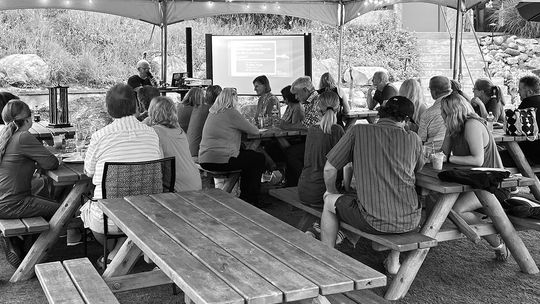 Five teams from around Leelanau County competed in the DJ Trivia Regional Play-Offs last week at Suttons Bay Ciders. All five teams qualified for the Championship game this weekend. Photo courtesy of Mykal Duffy