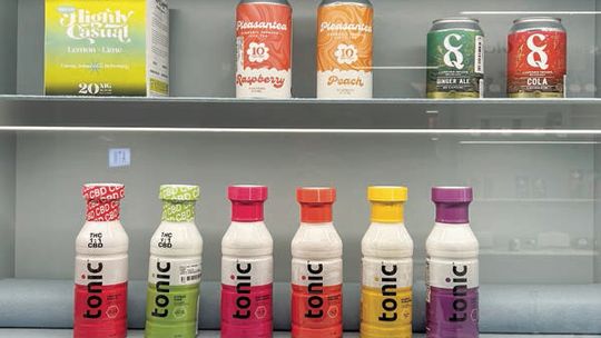A variety of cannabis-infused beverages, from ginger ale and classic cola to peach and raspberry iced tea, are available at Olean’s Dispensary in Northport. Courtesy photo