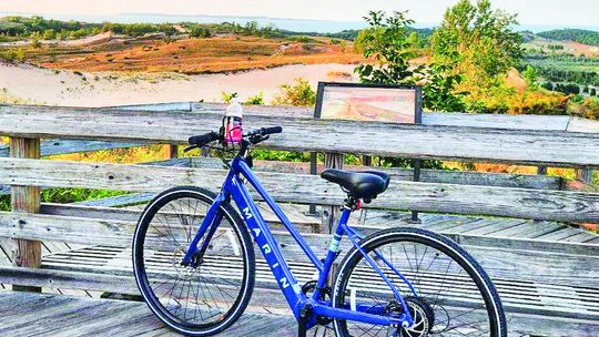 Crystal Rivers Outfitter in Glen Arbor experienced a good summer for rentals of its regular bikes and ebikes in 2024. This picture visualizes one beautiful view of the Leelanau Peninsula. Courtesy photo