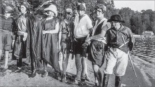 The children of East Leland summer resorters dressed up as pirates as one of their activities at Camp Oshibwa. Photo courtesy of Leelanau Historical Museum