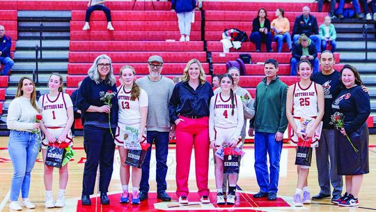 Suttons Bay seniors from left: Abby Hursh, Maya Pichon, Lauren Lint, and Keeley TwoCrow. Photo courtesy of Trudy Galla
