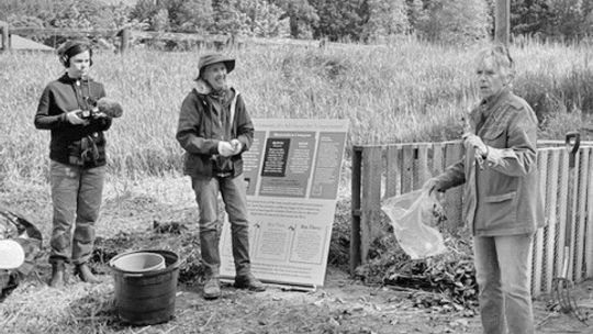 Kate Thornhill of Suttons Bay leads an educational workshop on composting at the Poor Farm Barn in Maple City in May 2023. Thornhill is founder and caretaker of the Leo Creek Preserve in Suttons Bay, which protects a popular hangout for Leelanau Montessori students and promotes environment...