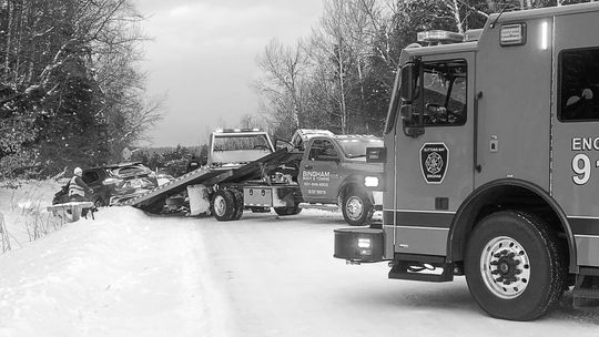 Slick, snow-covered roads were blamed Tuesday afternoon for a two-car accident on M-22 just north of Peshawbestown that did not result in serious injury. As the cars were being pulled from ditches by Bingham Body Shop tow trucks a Suttons Bay-Bingham Fire and Rescue truck also became stuck...