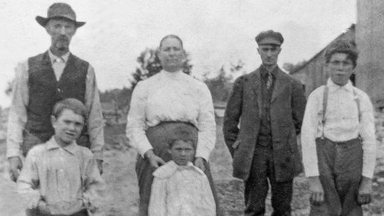 Joseph and Mag Brunson with four of their five children: Quincy, George, Joe, &amp; Archie, 1917. Photo Source: Preserve Historic Sleeping Bear Online Archive