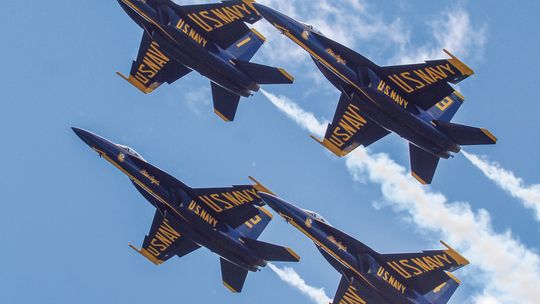 The Blue Angels soared over Leelanau County on Saturday and Sunday during the National Cherry Festival. Thousands of people gather along the shores of Grellickville up to Suttons Bay to watch the thrilling show. Enterprise photo by Brian Freiberger