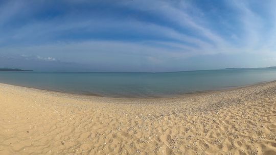 The peace and serenity of Lake Michigan's Good Harbor Bay was palpable Saturday morning as evidenced by this panoramic photo