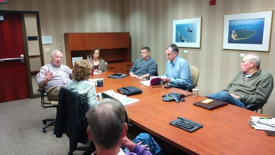 Officials from the county and Leelanau Township met at the government center Tuesday in hopes of putting construction of a new telecommunications tower in the northern part of the county back on track. Enterprise photo by Zachary Marano 