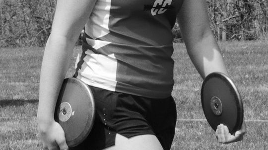 St. Mary senior Jessica Grant was all smiles at the Onekama Invitational on Friday, April 26 when she finished sixth in discus with a throw of 83’ 4.