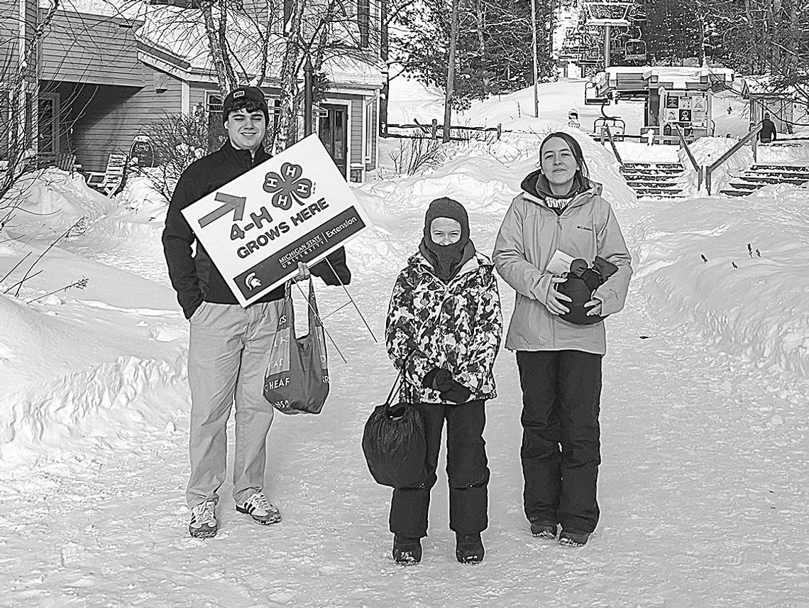 Everett Howell, Jaxson Plamondon, and Isabelle Plamondon at The Homestead in Glen Arbor learning how to ski. Howell, 16, and Isabelle, 17, both learned how to ski through this program, and are now serving as 4-H Ski Chaperones with lesson groups, as 4-H Teen Leaders with Leelanau County. J...