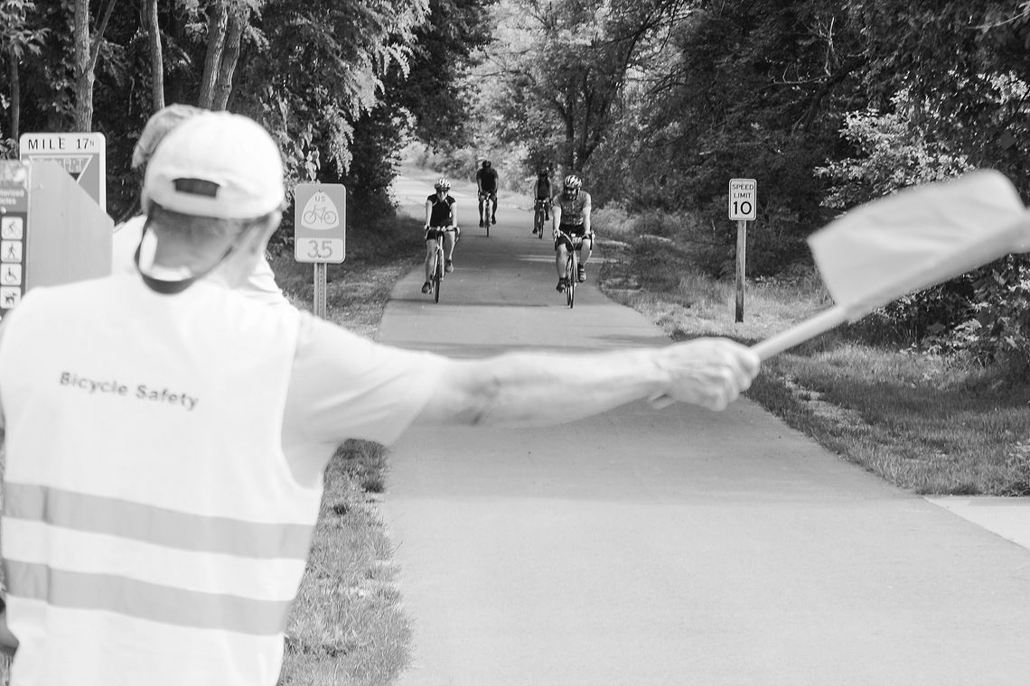 Bicyclist’s cruise into Suttons Bay during the 2023 Tour de Tart. Enterprise photo by Brian Freiberger
