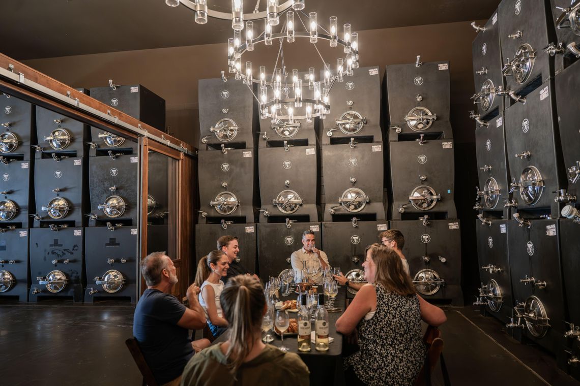 Beneath Good Harbor Vineyards, a cellar built for every season