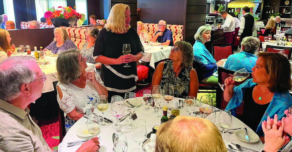 Kim Zachariah of Black Star Farms presents wine during a 10-day Rhine river cruise in Germany and France last week. Courtesy photo