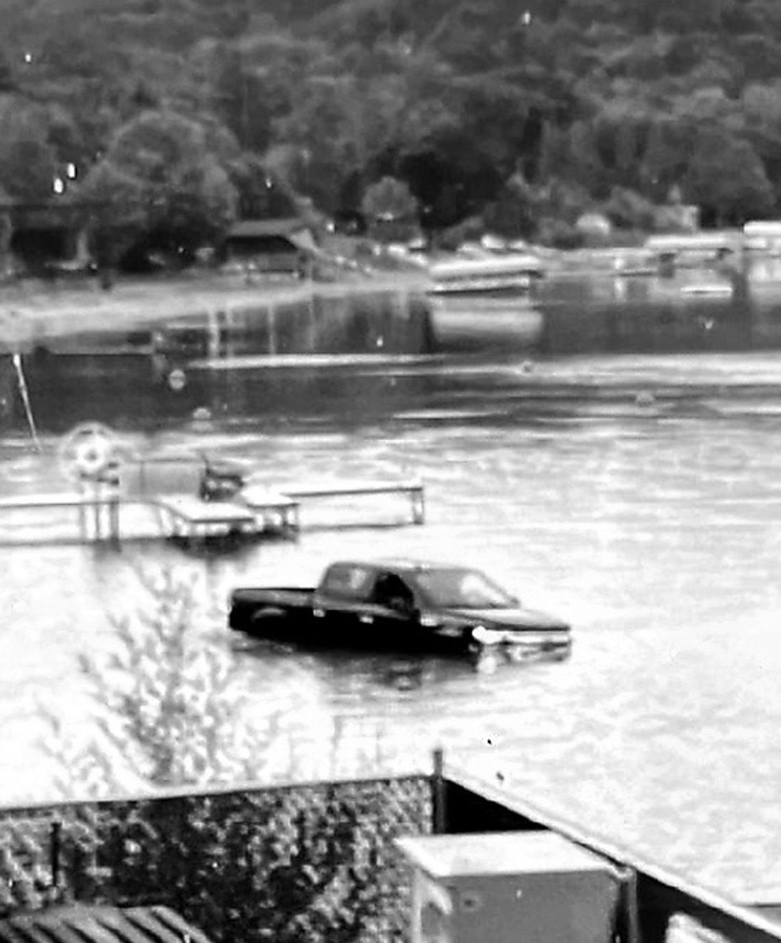 The driver of his truck, southbound on M-22, bypassed the curve in Omena and went into the bay. The driver was later arrested for operating while intoxicated. Courtesy photo