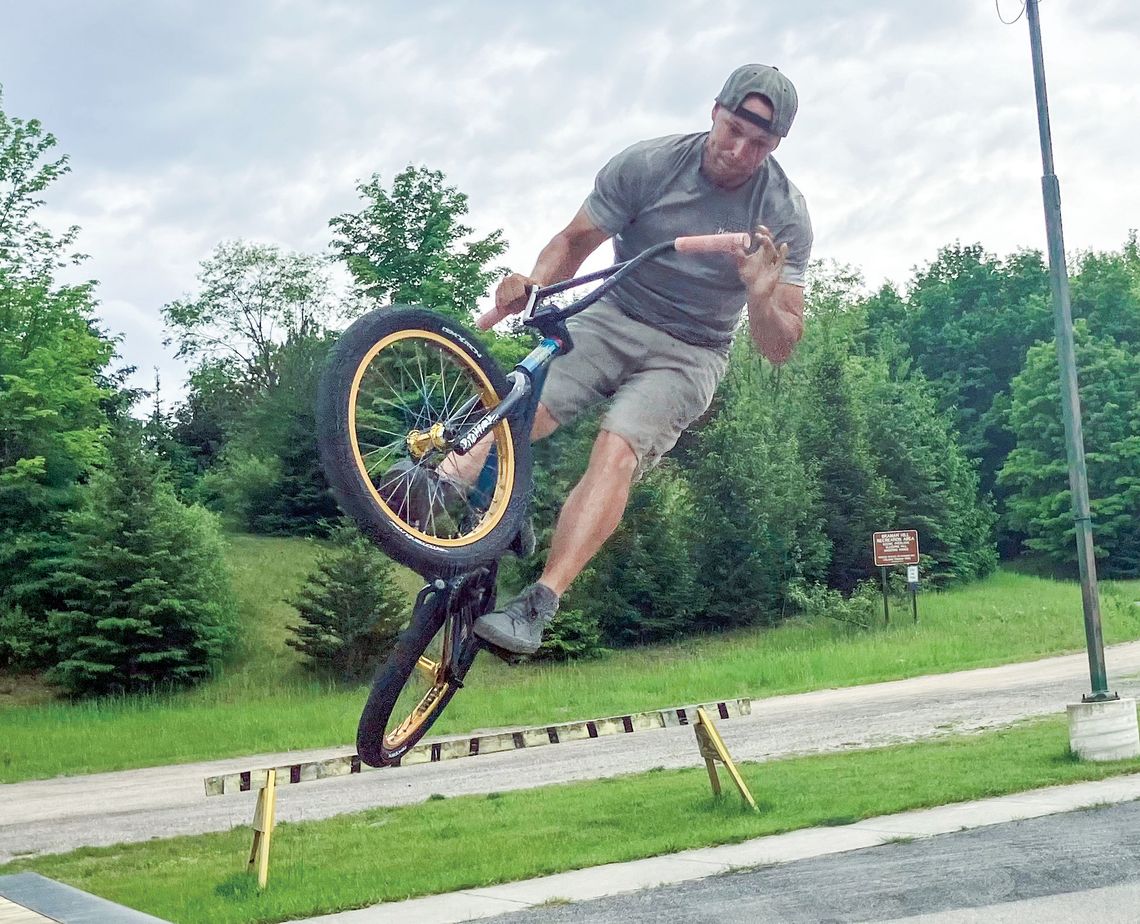Brian Flanagan of Frankfort is pictured using the newly installed ramps at the Braman Hill Skate Park in Northport. Courtesy photo