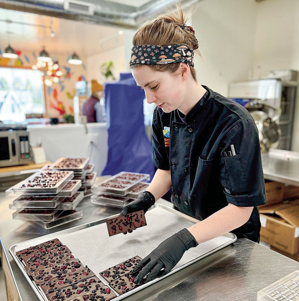 Gabi Maddox, director of production at Grocer’s Daughters Chocolate in Empire, is an artist at work making chocolate earlier this year. Courtesy photo
