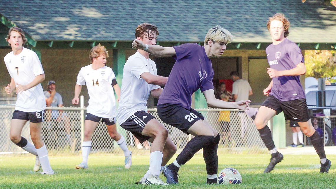 Leland senior attacker Landon Allen scored four times against Tawas to lead the Comets to a 8-0 win in the regional semifinal. This photo was taken earlier in the season during a nonconference game. Enterprise photo by Brian Freiberger