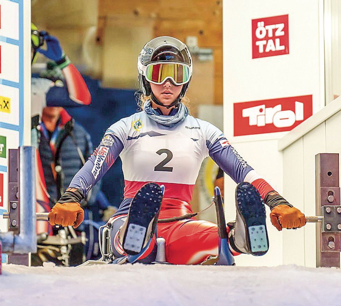 Katie Cookman, 16, takes a deep breath before exiting the shoot during a luge competition in Europe in last month. Photos courtesy of Andrea Ebermann
