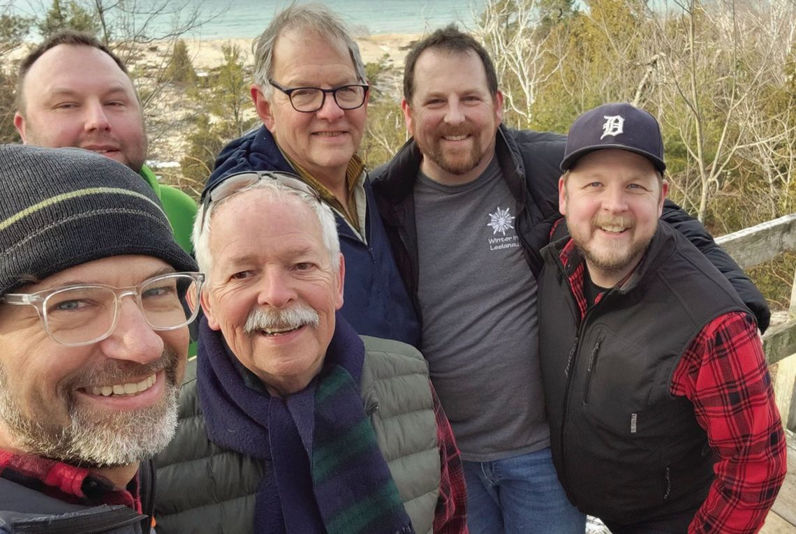 Dale Manty and six of his adventurous friends and relatives enjoyed a long weekend In Omena. From left to right, they are Bryan Berghoef, Adam Manty (back), Dale Manty, Dan Smith, Brent Miller and Aaron Werner. Courtesy of Dale Manty