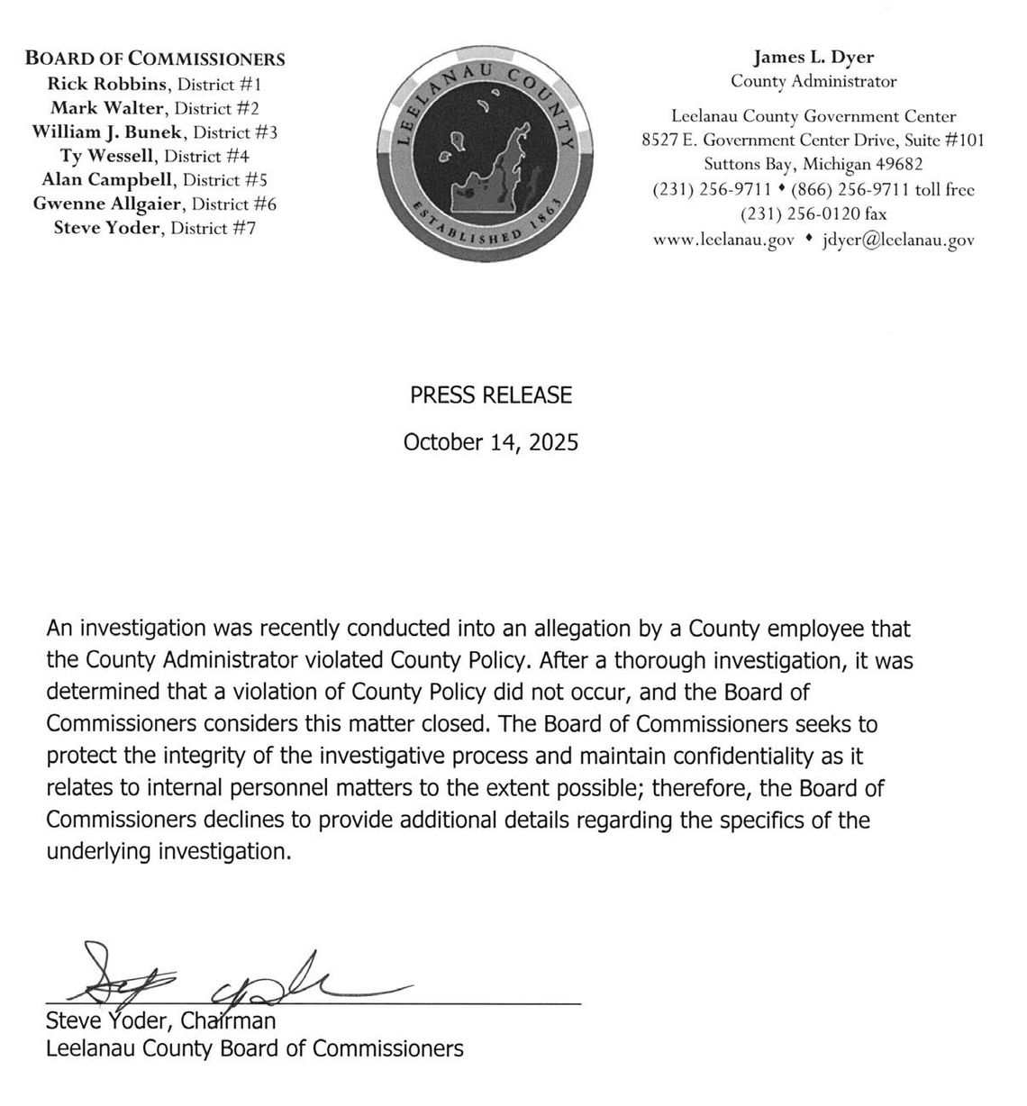 Dyer does not violate policy