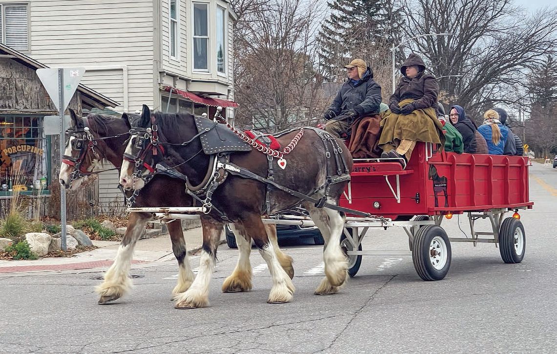 Among the Northport Tree Lighting Festivities are horse-drawn carriage rides, like the one pictured here, departing from The Mitten Brewing Company. People can take a free carriage ride one last time this Saturday from 3-6 p.m., or drive down to the Northport Creek Golf Course for gingerbr...