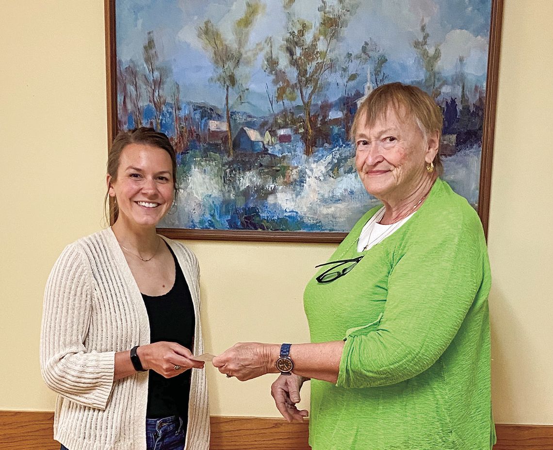Emily Worden Emily Worden of Leelanau Investing For Teens (LIFT) was presented with a donation by Mila MacNaughton, President of the Leelanau Chapter of the Michigan Association of Retired School Personnel (MARSP). The donation of $3,500 included $500 from the TBA credit Union.