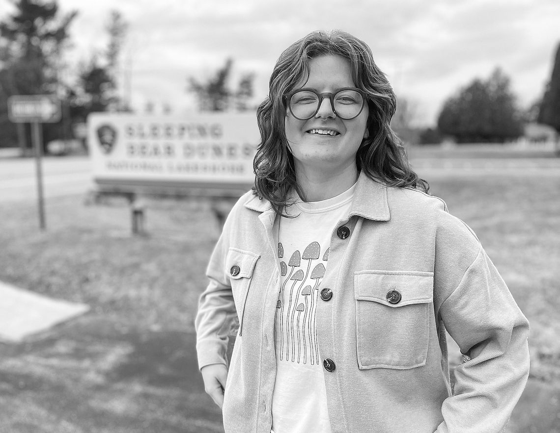 Piping Plover Lead Erica Adams reflects on her love for the Sleeping Bear Dunes National Lakeshore and its endangered species. Enterprise photo by Brian Freiberger