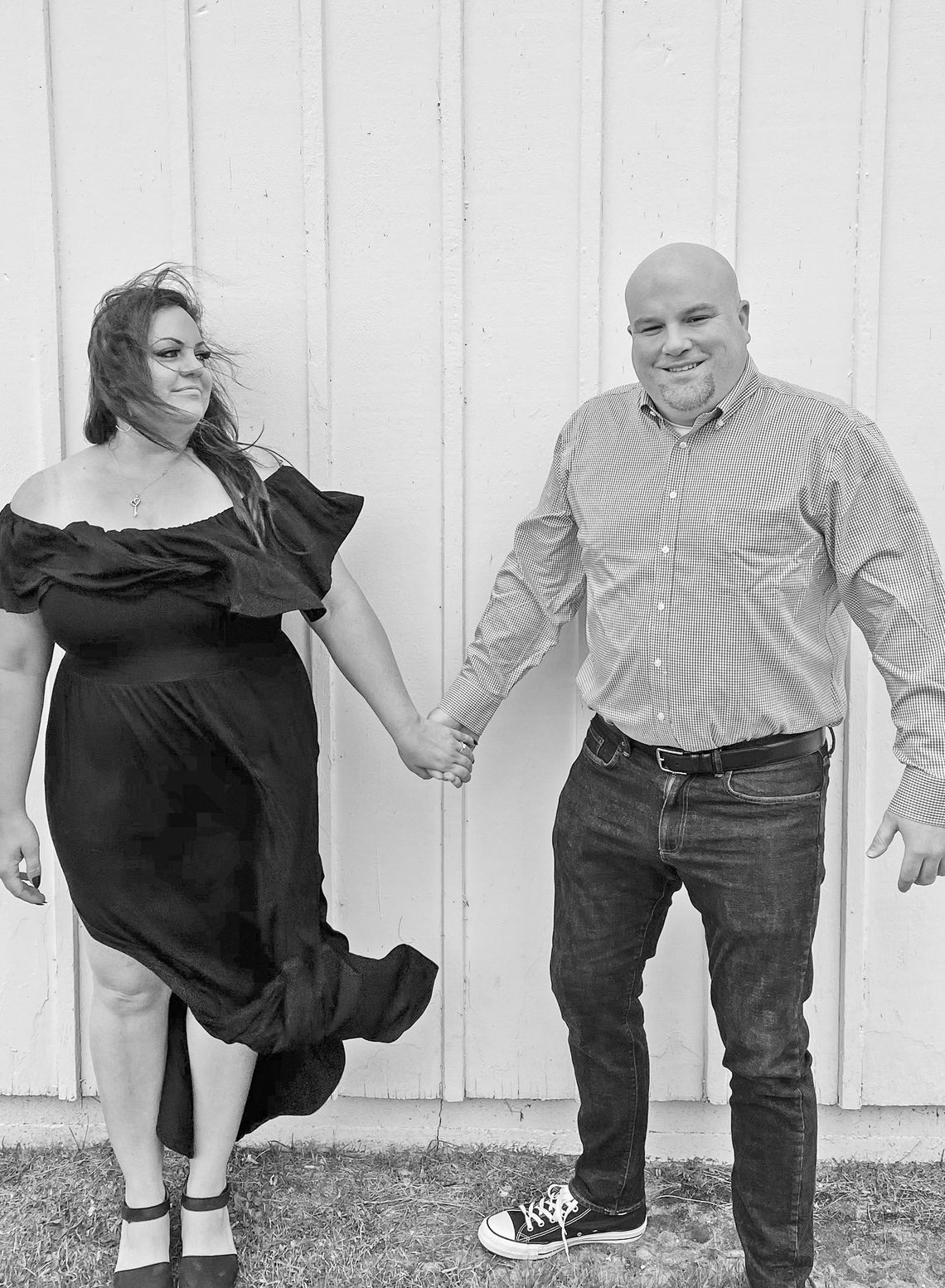 Leelanau residents’ Frank and Kayla Mancuso, pictured here in one of their engagement photos, first met each other working at Munson Medical Center. Photo courtesy of Kendra Kemp
