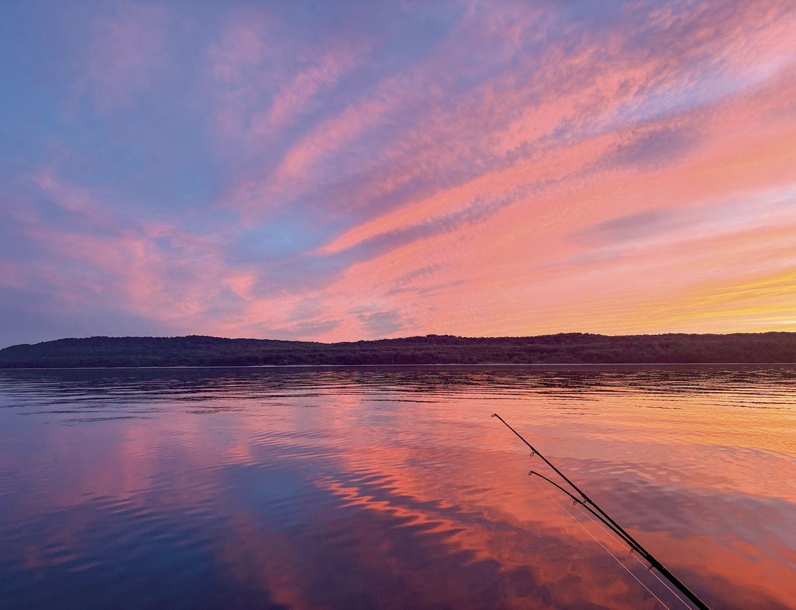 Fishermen enjoyed a brilliant sunset in the Manitou Passage on Sunday