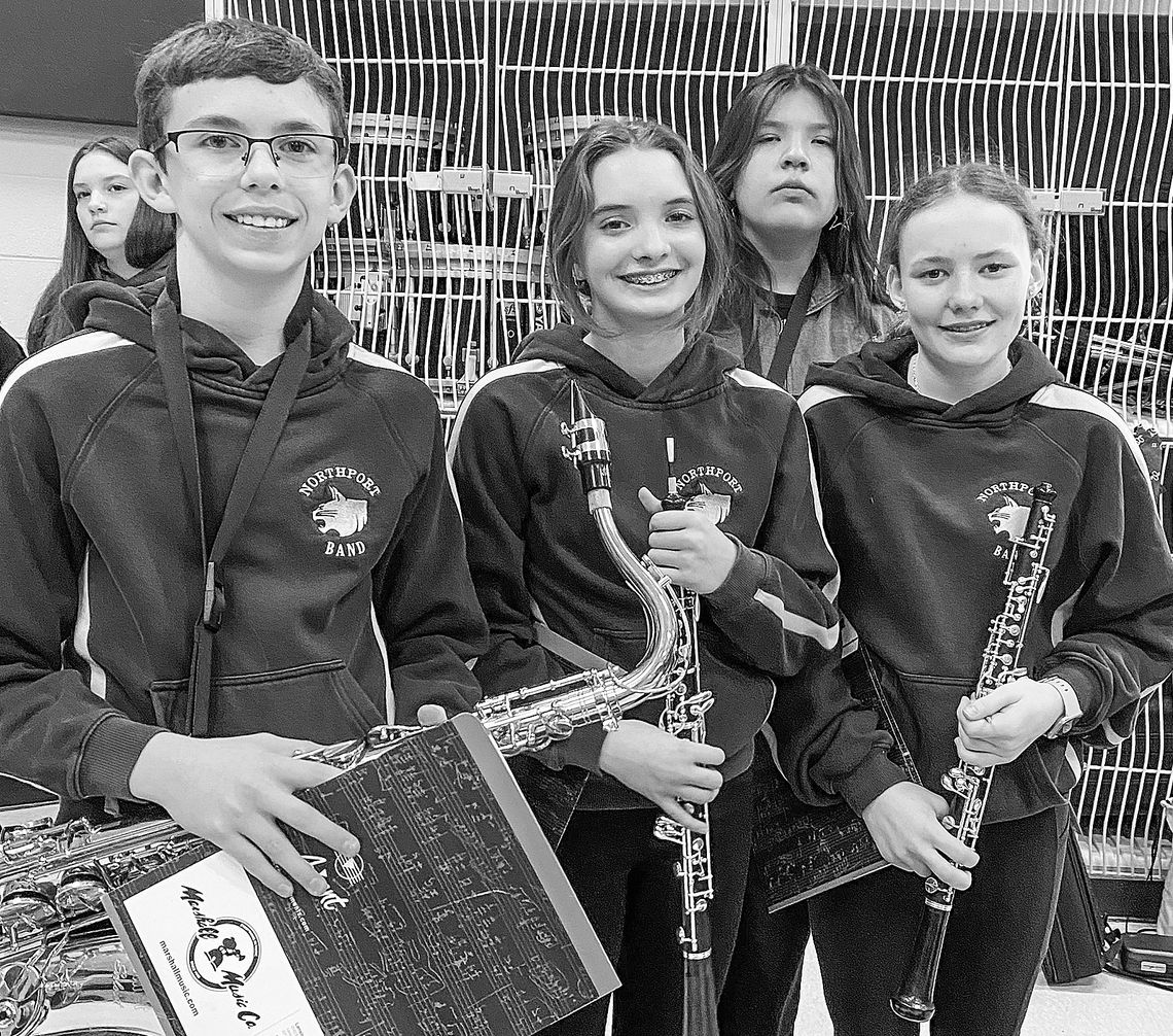 Four students from Northport Public School were chosen to participate in the Michigan Honors Band for middle school. The students from left to right are: Jack Scripps, Ada Wetherbee, Jazmyne Bressette, and Elsie Purdy Teahen. The event took place in Kalkaska on March 12 and concluded with...